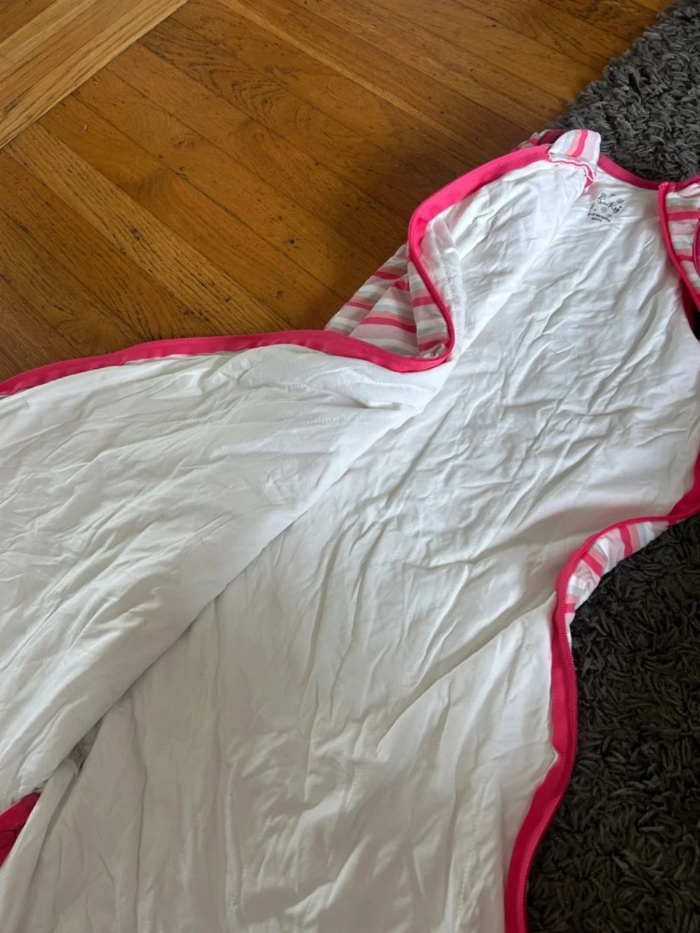 KICKEE Pants Pink and White Striped Sleeveless Baby Sleep Sack 6-18 Months